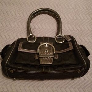 Coach Snakeskin metallic black purse